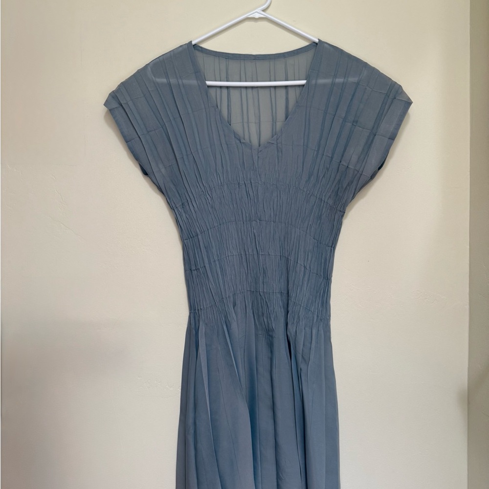 Babette Elegant Blue Pleated Dress